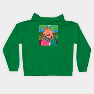 pixel art portrait scared sad woman Kids Hoodie